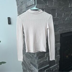 Hollister Cream Ribbed Long Sleeve Tee